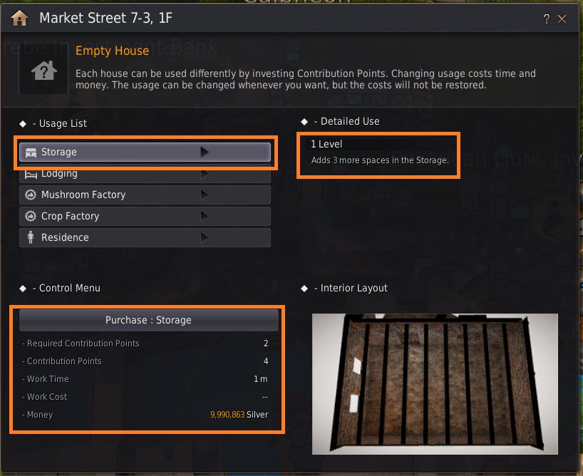 How to find and use the warehouse/storage