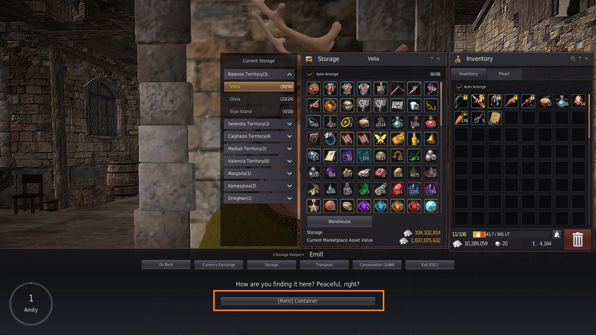 How to find and use the warehouse/storage