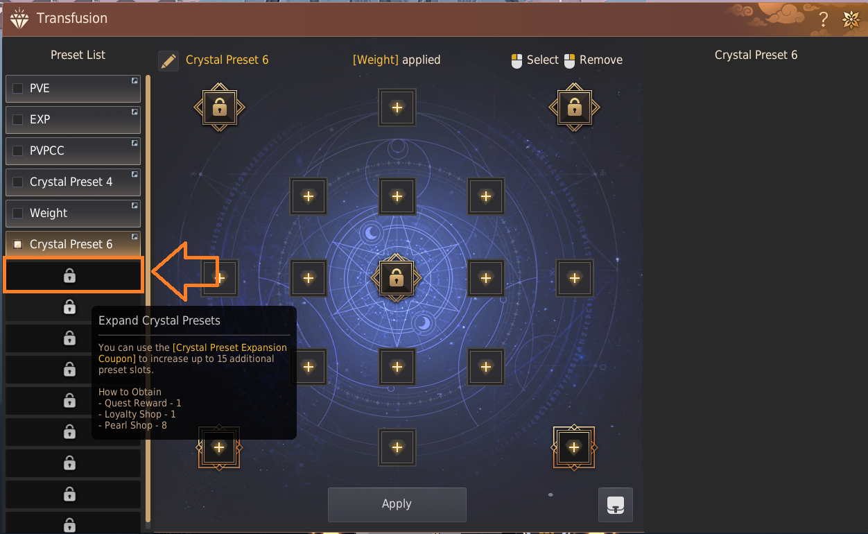 Crystal Preset & Transfusion Guide