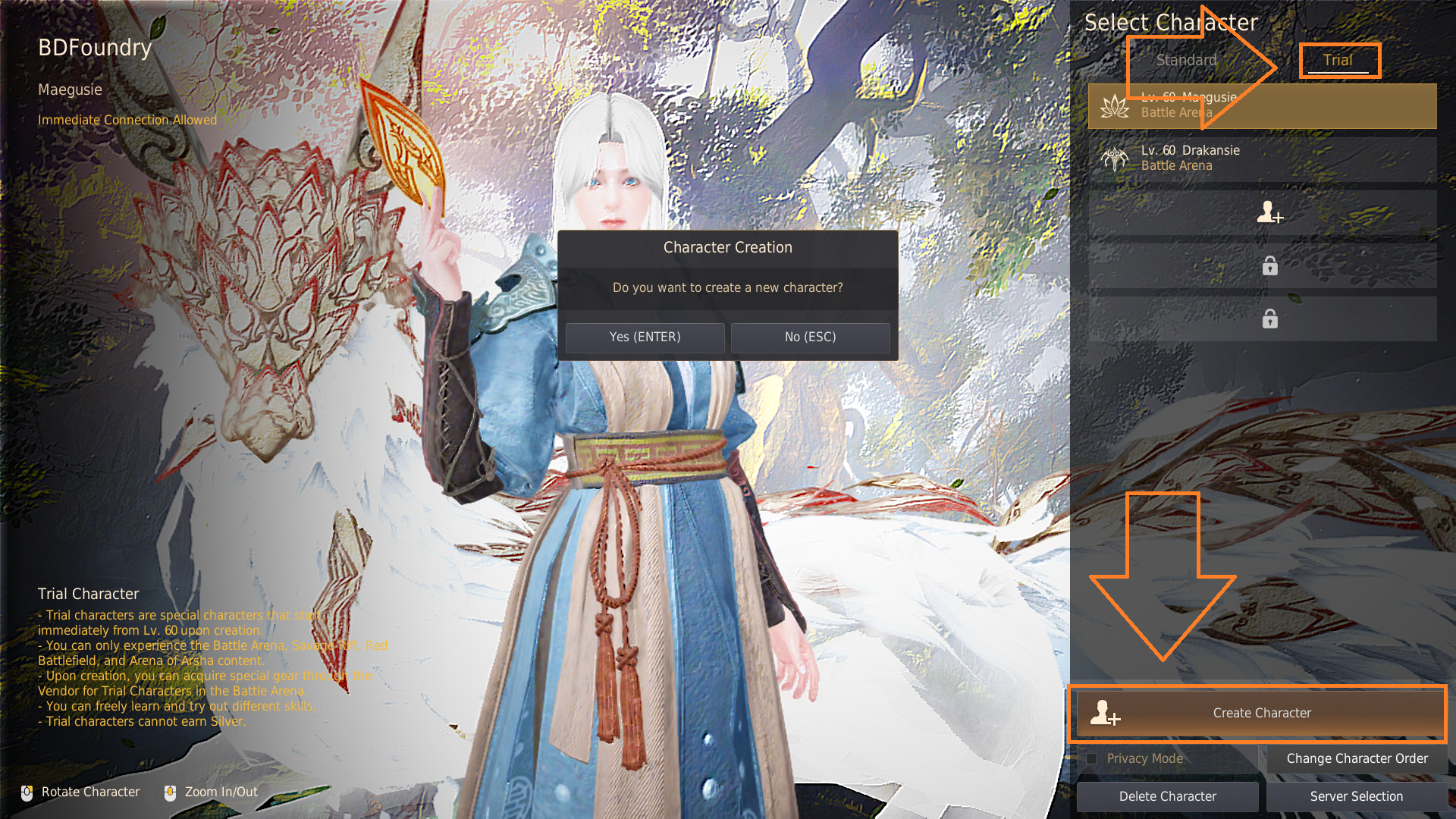 Battle Arena and Trial Character Guide