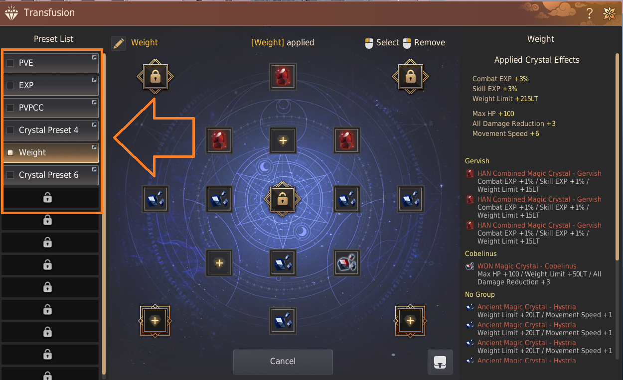 Crystal Preset & Transfusion Guide
