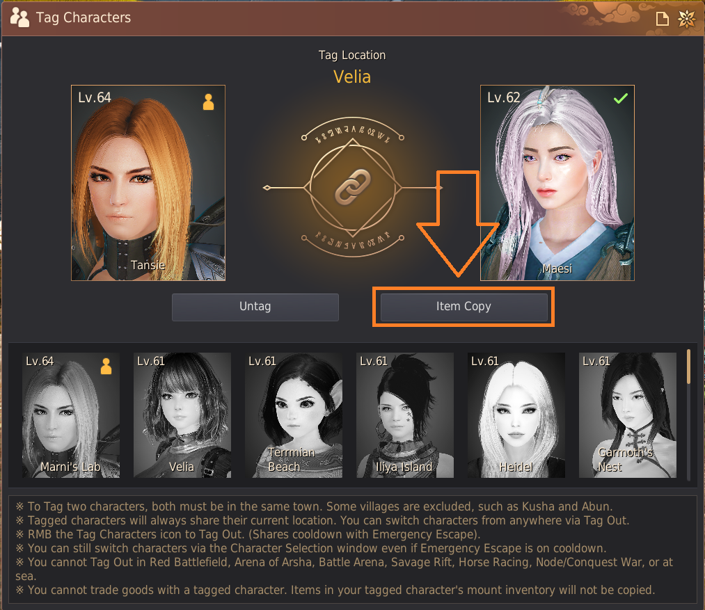 Tag Character Guide - Gear Copying